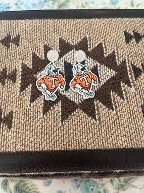 Tennessee Mascot Dangle Earrings in Orange & White